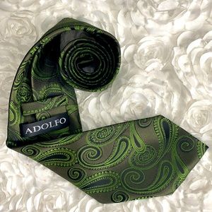ADOLFO new mens green paisley tie